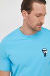 Футболка Karl Lagerfeld чоловічий з аплікацією колір блакитний (3628900)