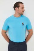 Футболка Karl Lagerfeld чоловічий з аплікацією колір блакитний (3628900)