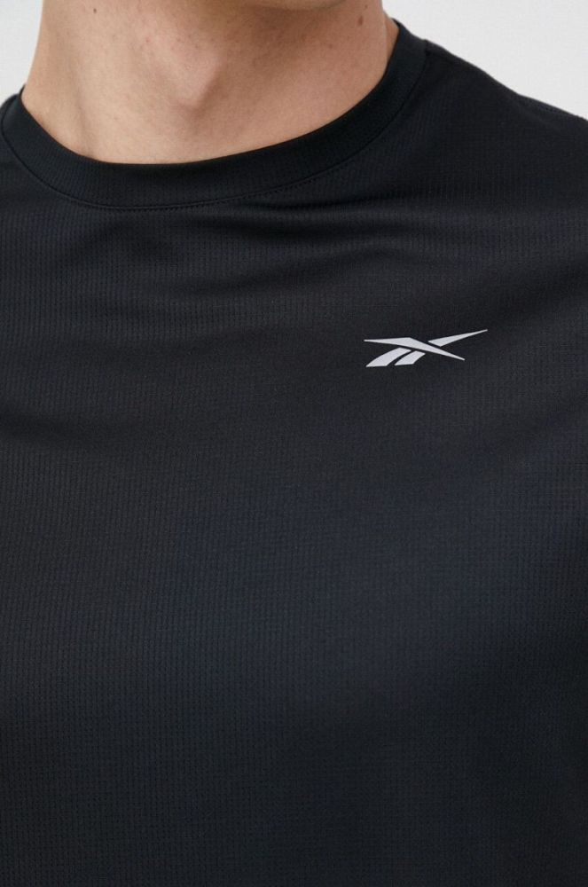 Бігова футболка Reebok колір чорний з принтом фото 5