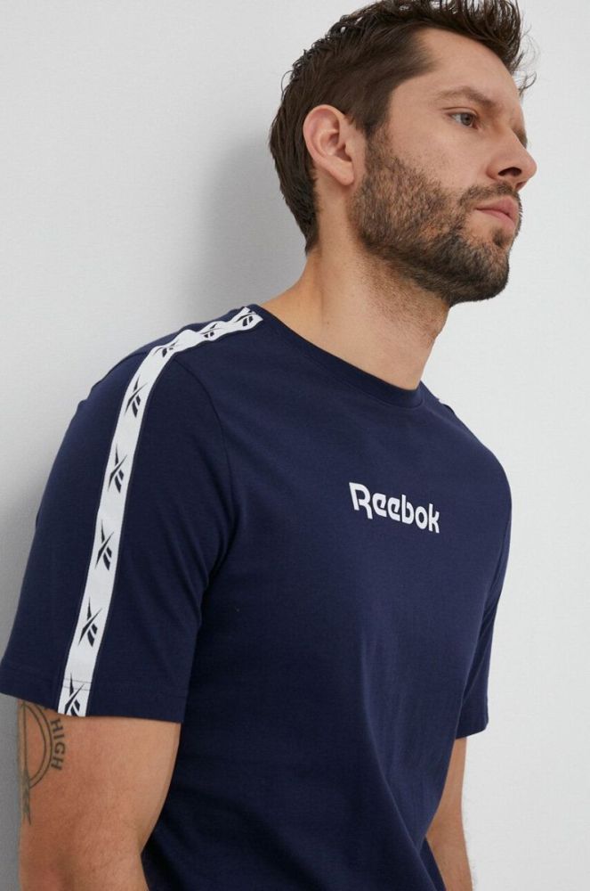 Бавовняна футболка Reebok колір синій з принтом (3222500) фото 4