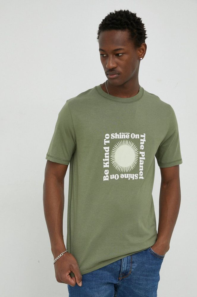 Бавовняна футболка Marc O'Polo колір зелений з принтом (3065604)