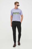 Бавовняна футболка BOSS BOSS ORANGE колір фіолетовий з принтом (3350021)