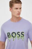 Бавовняна футболка BOSS BOSS ORANGE колір фіолетовий з принтом (3350021)