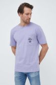 Бавовняна футболка BOSS BOSS ORANGE колір фіолетовий з принтом (3149932)