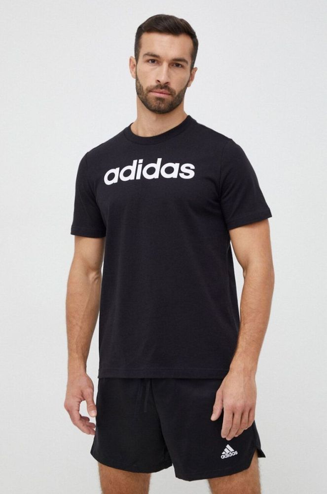 Бавовняна футболка adidas колір чорний з принтом (3040573) фото 4