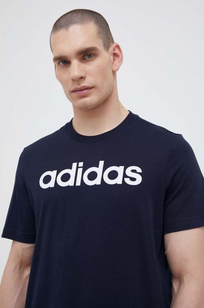 Бавовняна футболка adidas колір синій з принтом (3219800) фото 4