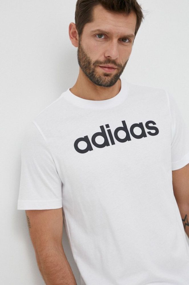Бавовняна футболка adidas колір білий з принтом (3220488) фото 4