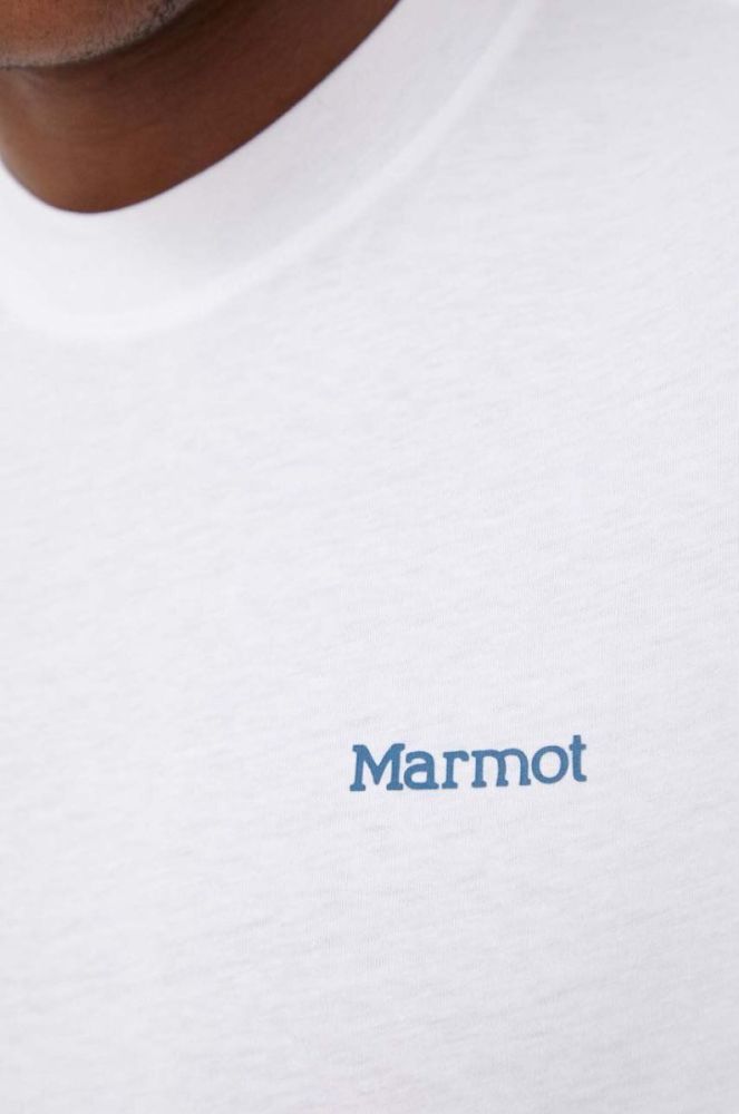 Футболка Marmot чоловічий колір білий з принтом фото 5