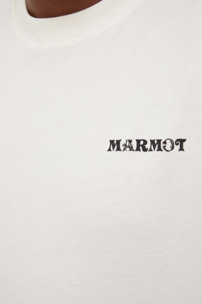 Бавовняна футболка Marmot колір бежевий з принтом фото 5