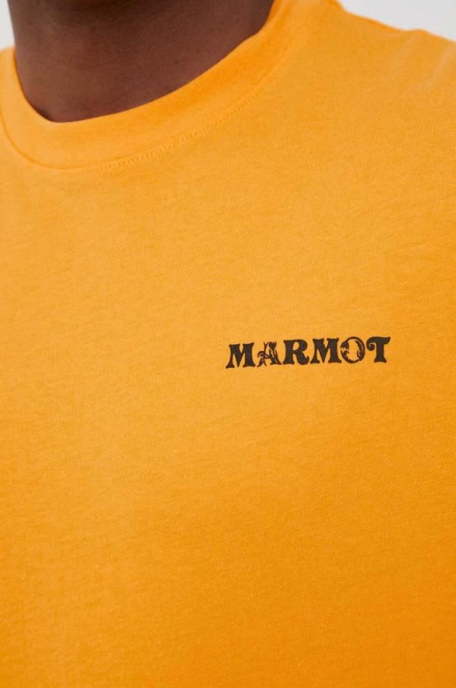 Бавовняна футболка Marmot колір жовтий з принтом фото 5