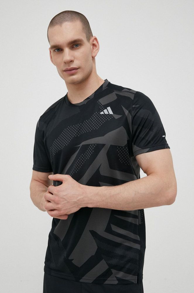 Бігова футболка adidas Performance Own the Run Seasonal колір чорний візерунок