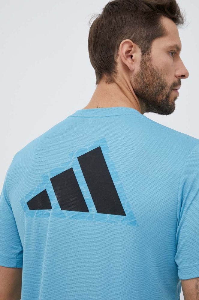 Тренувальна футболка adidas Performance Workout Base Logo з принтом колір блакитний