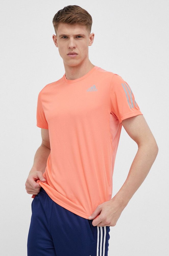 Бігова футболка adidas Performance Own the Run колір помаранчевий з принтом