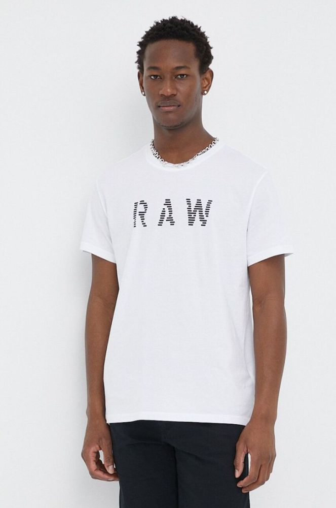 Бавовняна футболка G-Star Raw колір білий з принтом (3213655) фото 2