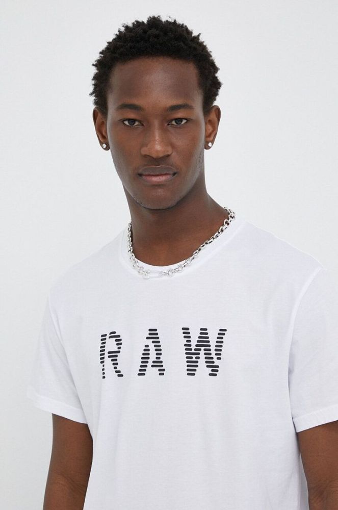 Бавовняна футболка G-Star Raw колір білий з принтом (3213655) фото 4