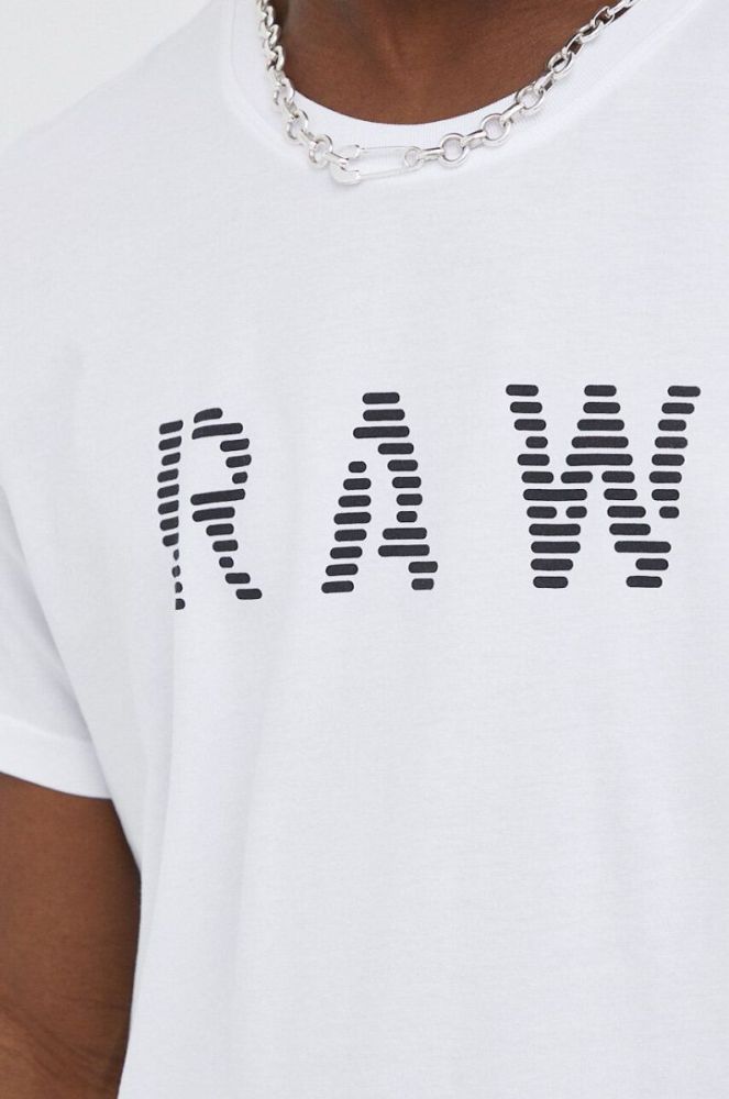 Бавовняна футболка G-Star Raw колір білий з принтом (3213655) фото 5