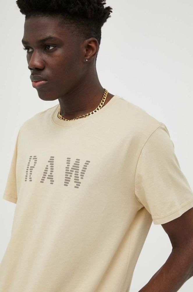 Бавовняна футболка G-Star Raw колір бежевий з принтом (3211051) фото 4