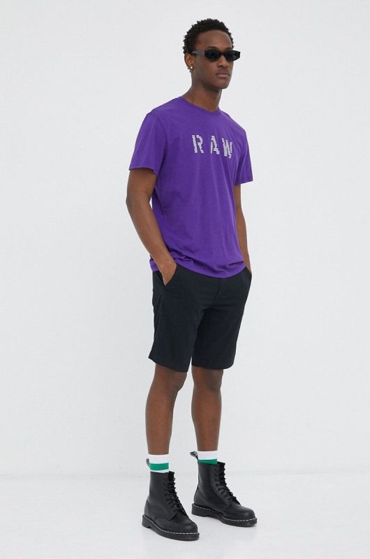 Бавовняна футболка G-Star Raw колір фіолетовий з принтом (3212078) фото 2