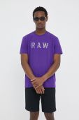 Бавовняна футболка G-Star Raw колір фіолетовий з принтом (3212078)