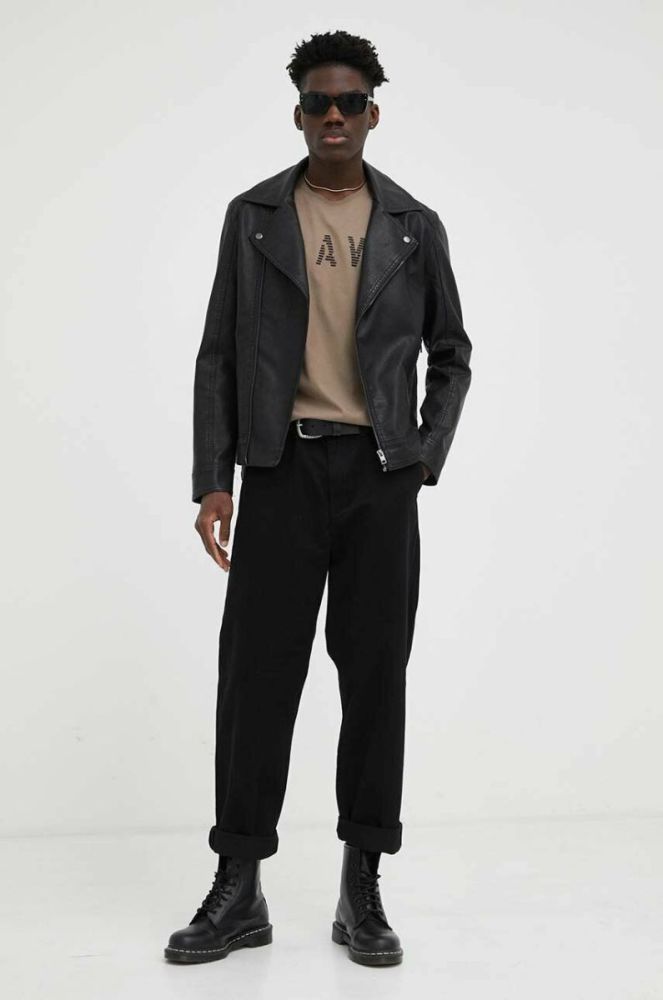 Бавовняна футболка G-Star Raw колір коричневий з принтом (3213065) фото 2