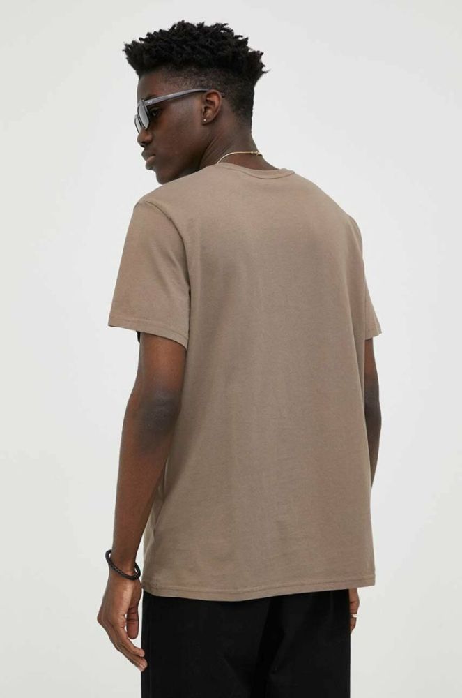Бавовняна футболка G-Star Raw колір коричневий з принтом (3213065) фото 3
