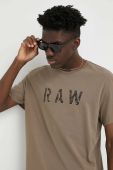 Бавовняна футболка G-Star Raw колір коричневий з принтом (3213065)