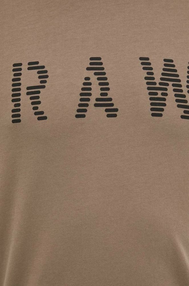 Бавовняна футболка G-Star Raw колір коричневий з принтом (3213065) фото 5