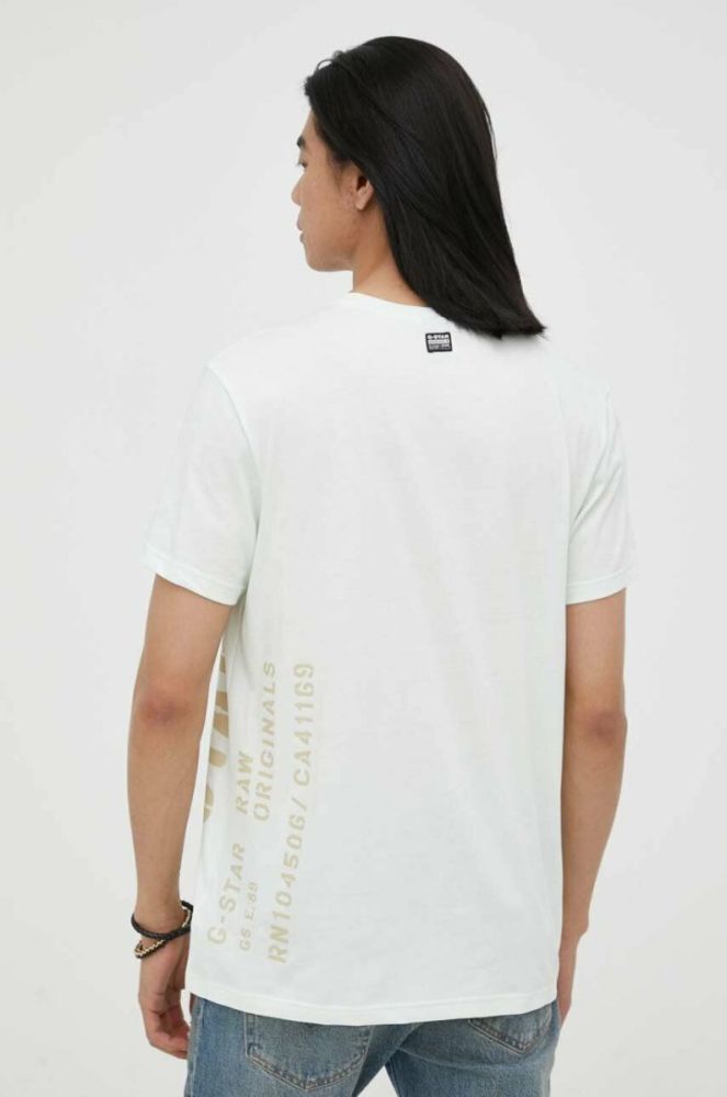 Бавовняна футболка G-Star Raw з принтом колір зелений (2936922) фото 3