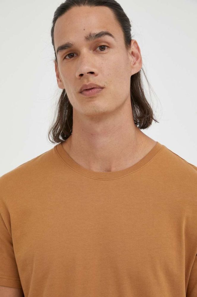 Бавовняна футболка G-Star Raw колір коричневий з принтом (2936912) фото 4