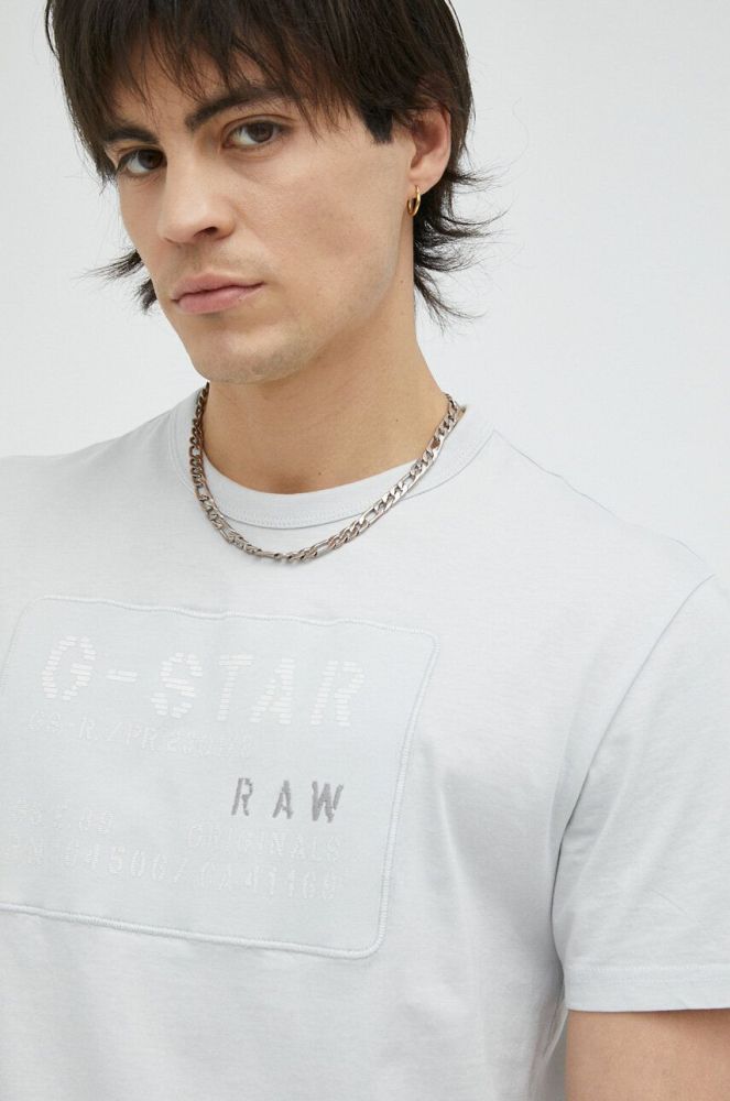 Бавовняна футболка G-Star Raw колір сірий з аплікацією (3137684)