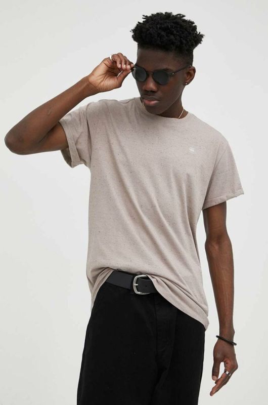 Бавовняна футболка G-Star Raw однотонний колір бежевий (3152192)