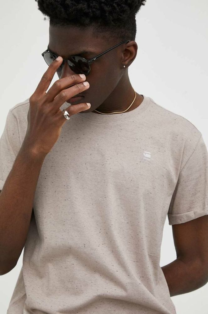 Бавовняна футболка G-Star Raw однотонний колір бежевий (3152192) фото 4