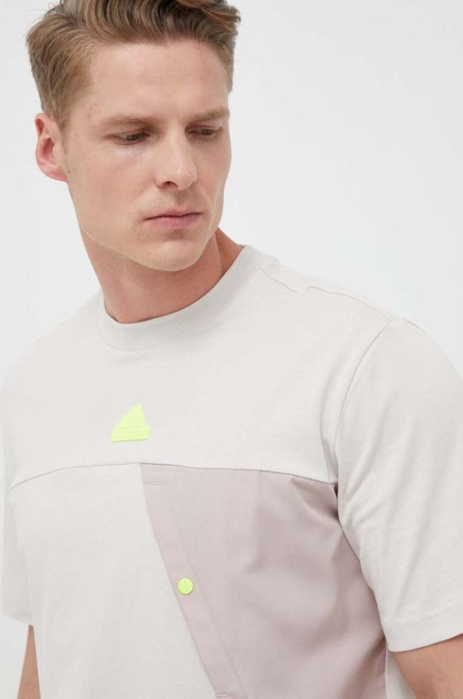 Бавовняна футболка adidas LYM колір бежевий однотонна фото 4