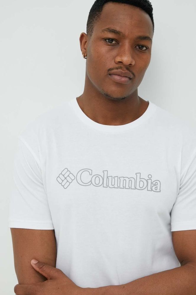 Спортивна футболка Columbia Pacific Crossing II колір білий з принтом