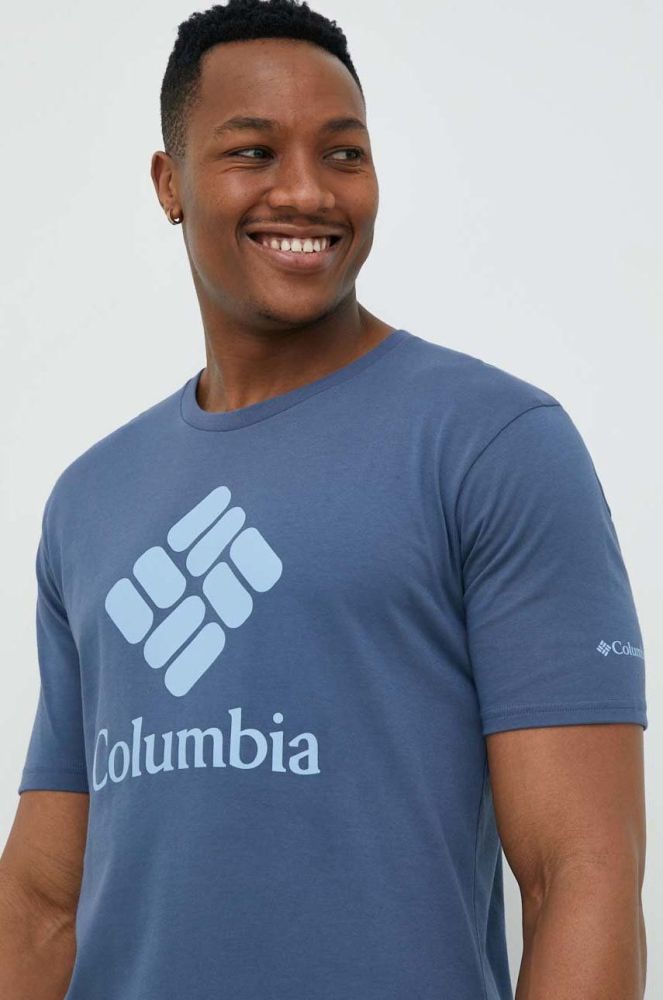 Спортивна футболка Columbia Pacific Crossing II з принтом колір блакитний