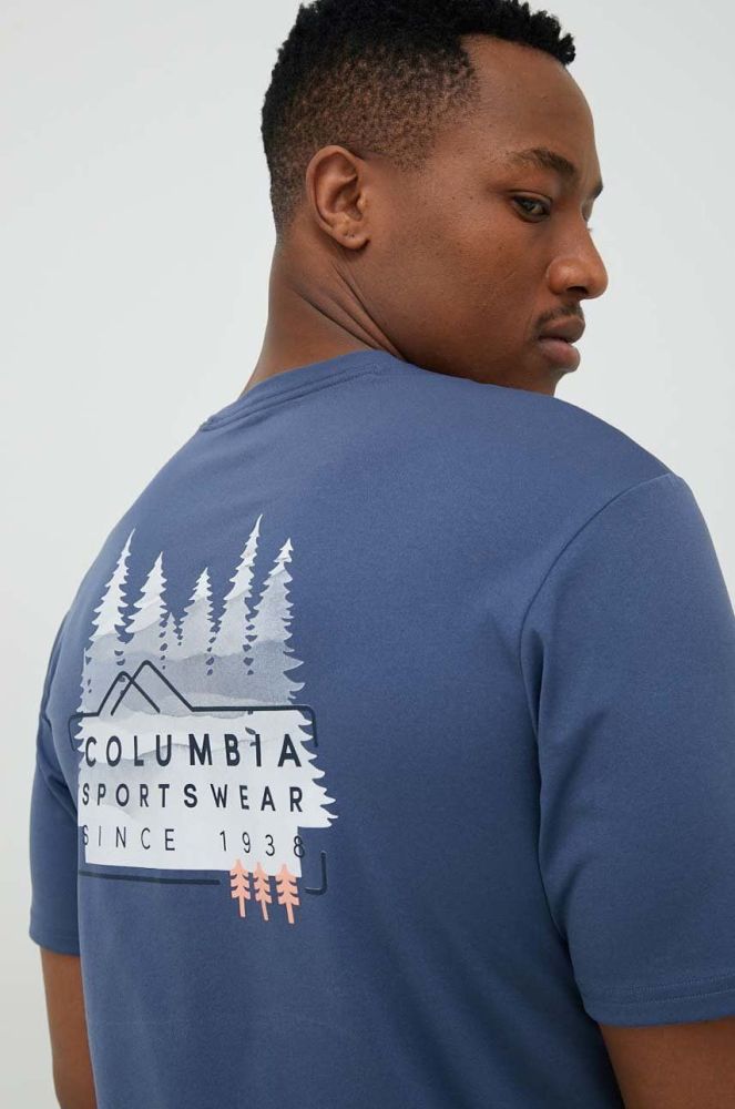 Спортивна футболка Columbia Legend Trail з принтом колір блакитний
