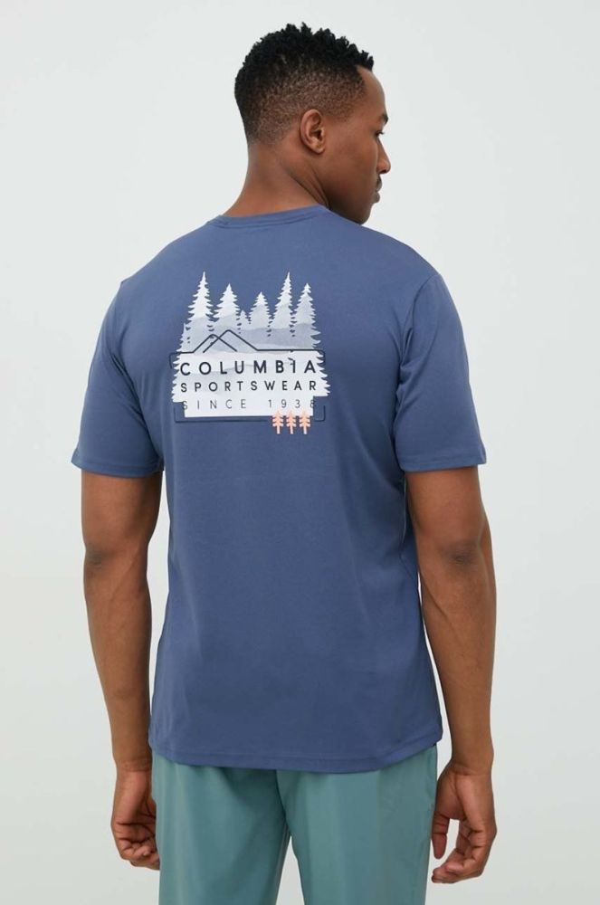 Спортивна футболка Columbia Legend Trail з принтом колір блакитний фото 3