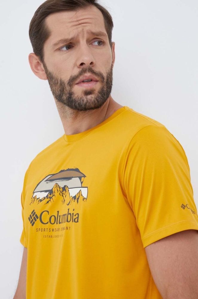 Спортивна футболка Columbia Columbia Hike колір помаранчевий з принтом (3485859)