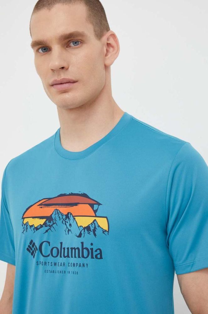 Спортивна футболка Columbia Columbia Hike з принтом колір блакитний (3488257)