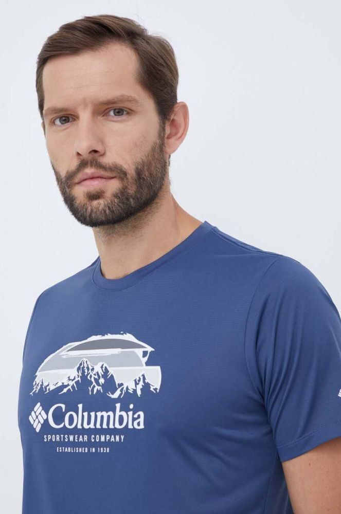 Спортивна футболка Columbia Columbia Hike колір синій з принтом