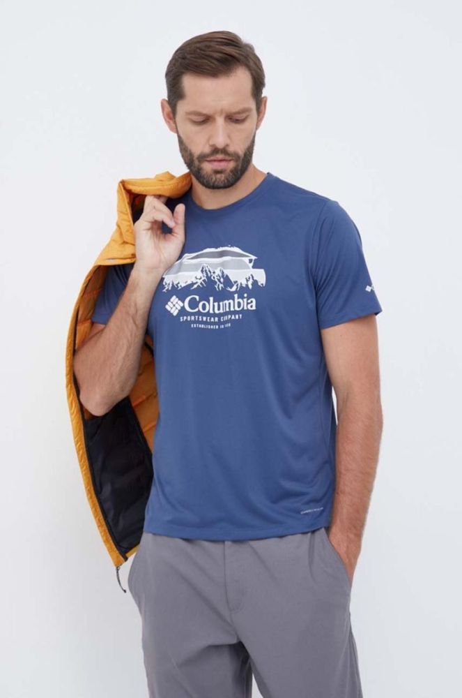 Спортивна футболка Columbia Columbia Hike колір синій з принтом фото 4