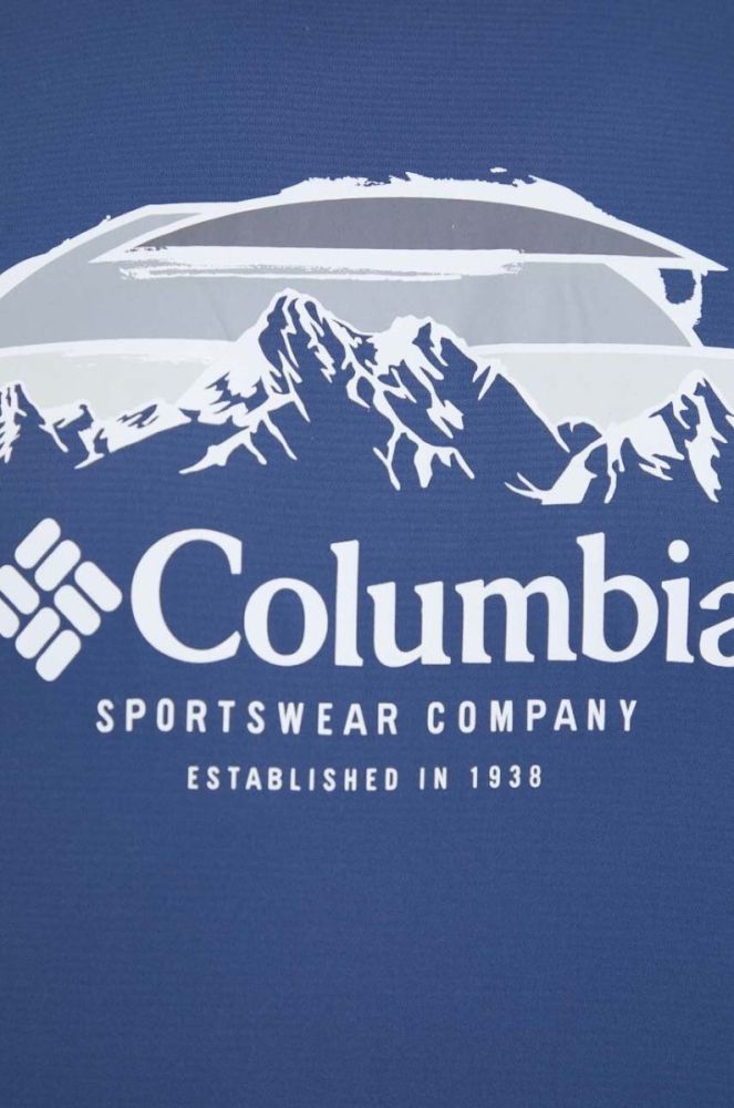 Спортивна футболка Columbia Columbia Hike колір синій з принтом фото 5