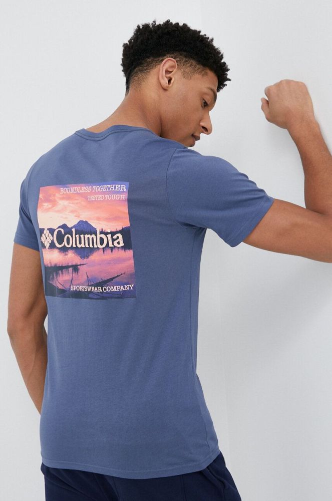 Бавовняна футболка Columbia з принтом 1934824.SS23-112 колір блакитний