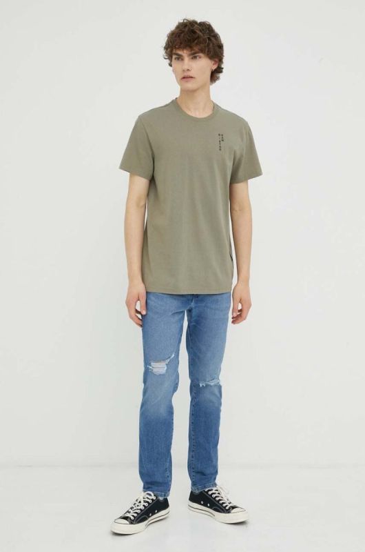 Бавовняна футболка G-Star Raw колір зелений з принтом (3258521) фото 2