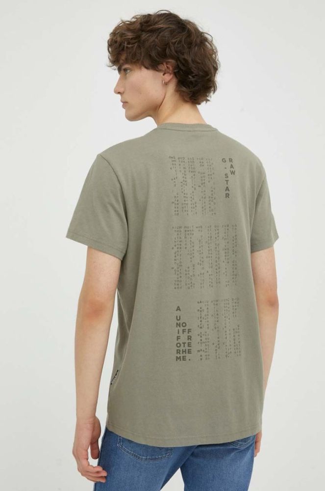 Бавовняна футболка G-Star Raw колір зелений з принтом (3258521) фото 3