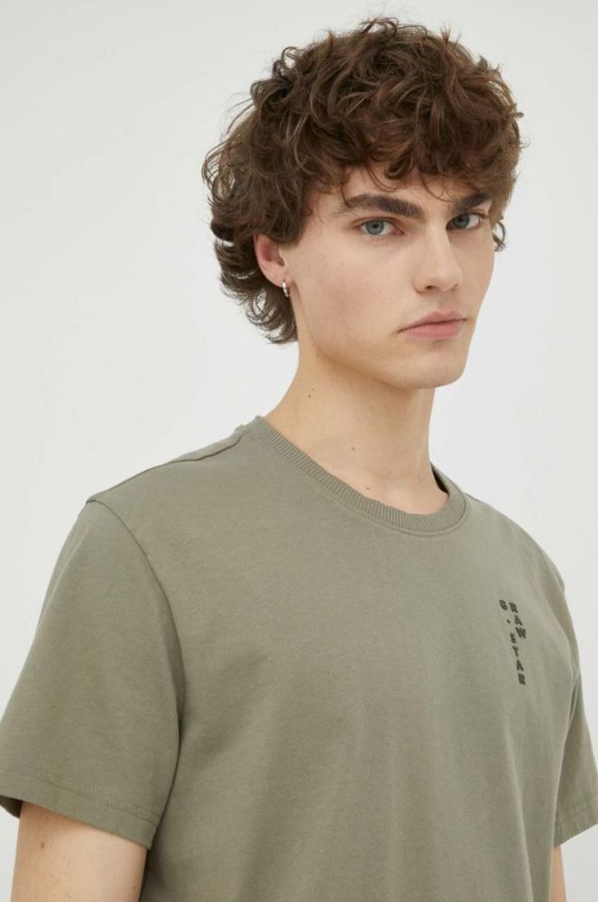 Бавовняна футболка G-Star Raw колір зелений з принтом (3258521) фото 4
