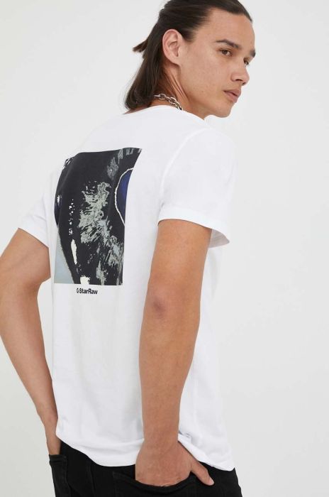Бавовняна футболка G-Star Raw колір білий з принтом (3289345)