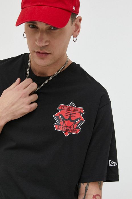 Бавовняна футболка New Era колір чорний з принтом (3160593)