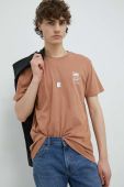 Бавовняна футболка Lee колір коричневий з принтом (2962942)