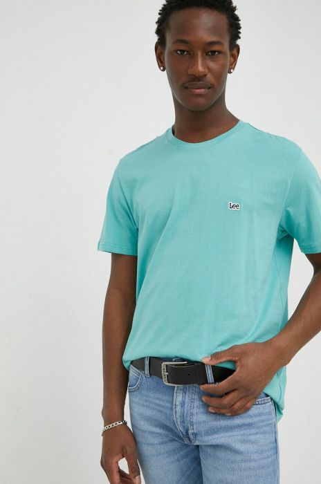 Бавовняна футболка Lee колір зелений з аплікацією